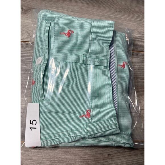Cremieux Men's Madison Shorts 100% Cotton Striped Green Pink Flamingos size 33 - Picture 9 of 9